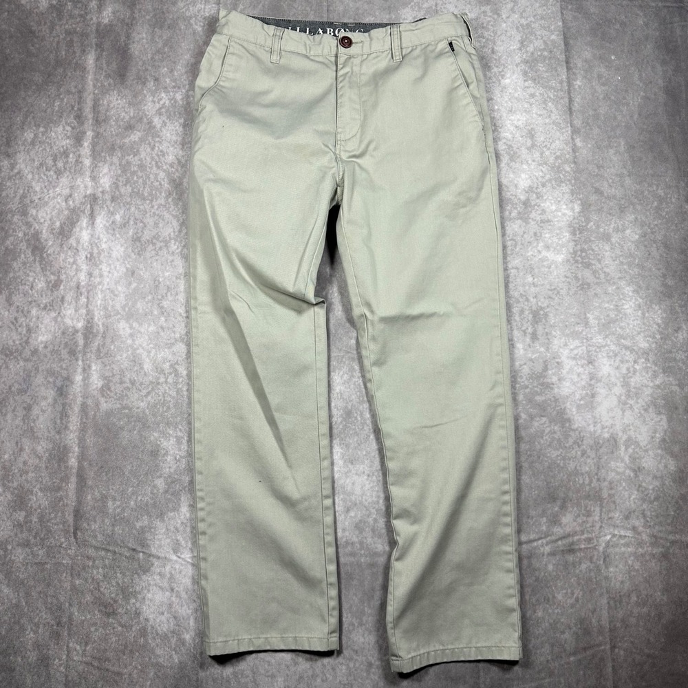 Billabong Carter Straight Mens Khaki Chino Pants Size 30 Beige Twill Trousers